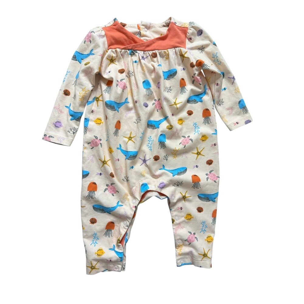 Viverano Organics whale turtle ocean Full Length Romper 3 -‎ 6 mos Girl Cotton